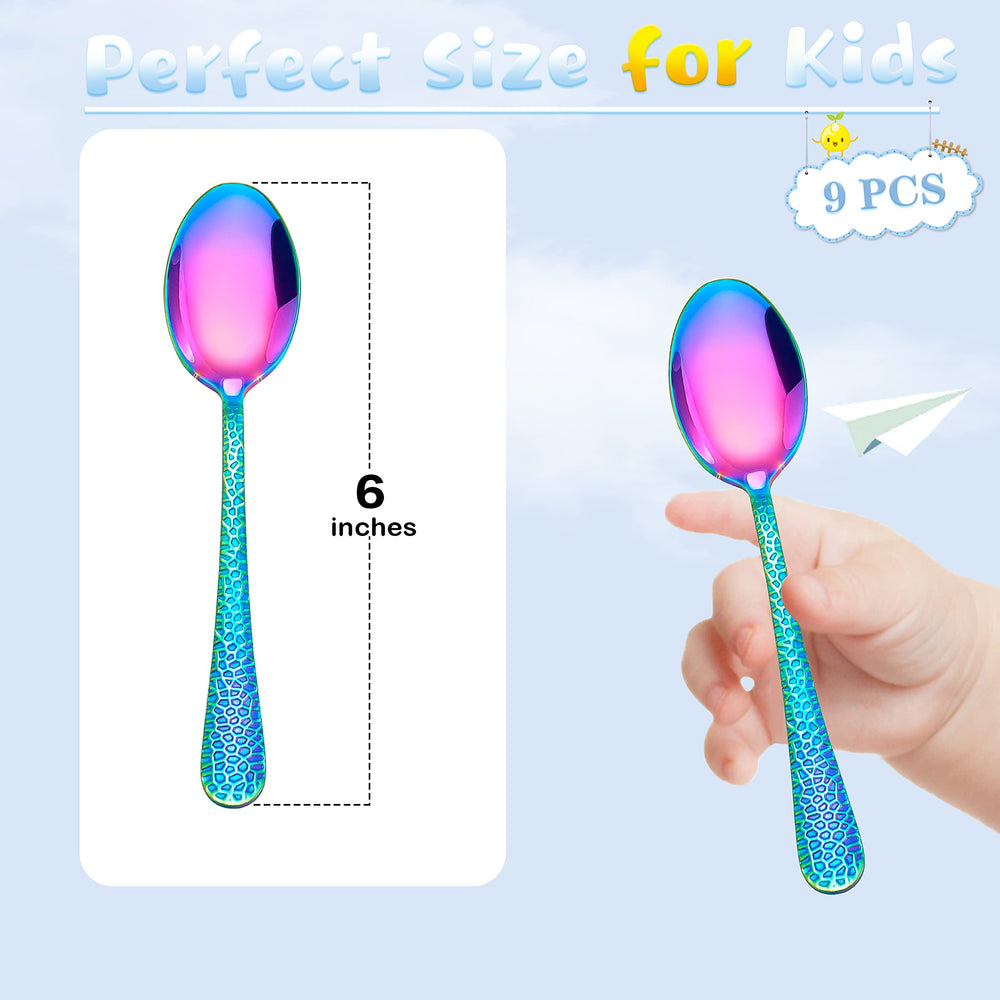 LIANYU hammered-design stainless steel kids spoons for comfortable grip