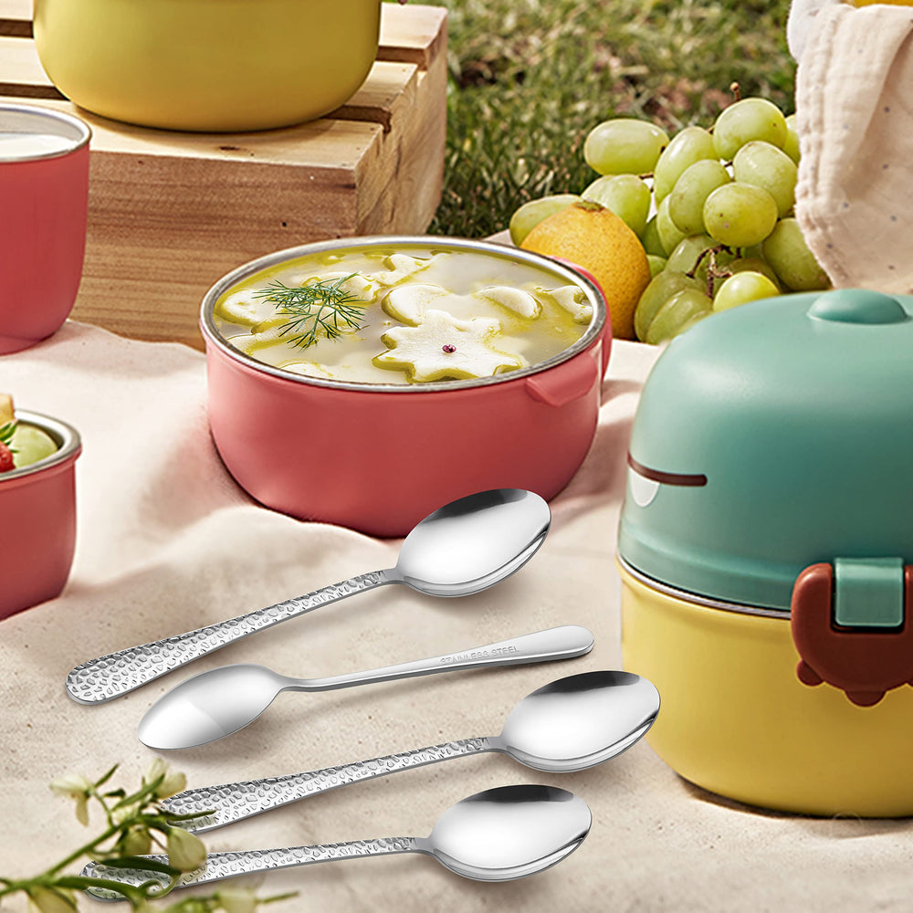 LIANYU stainless steel kids spoons with smooth edges for safe eating.
