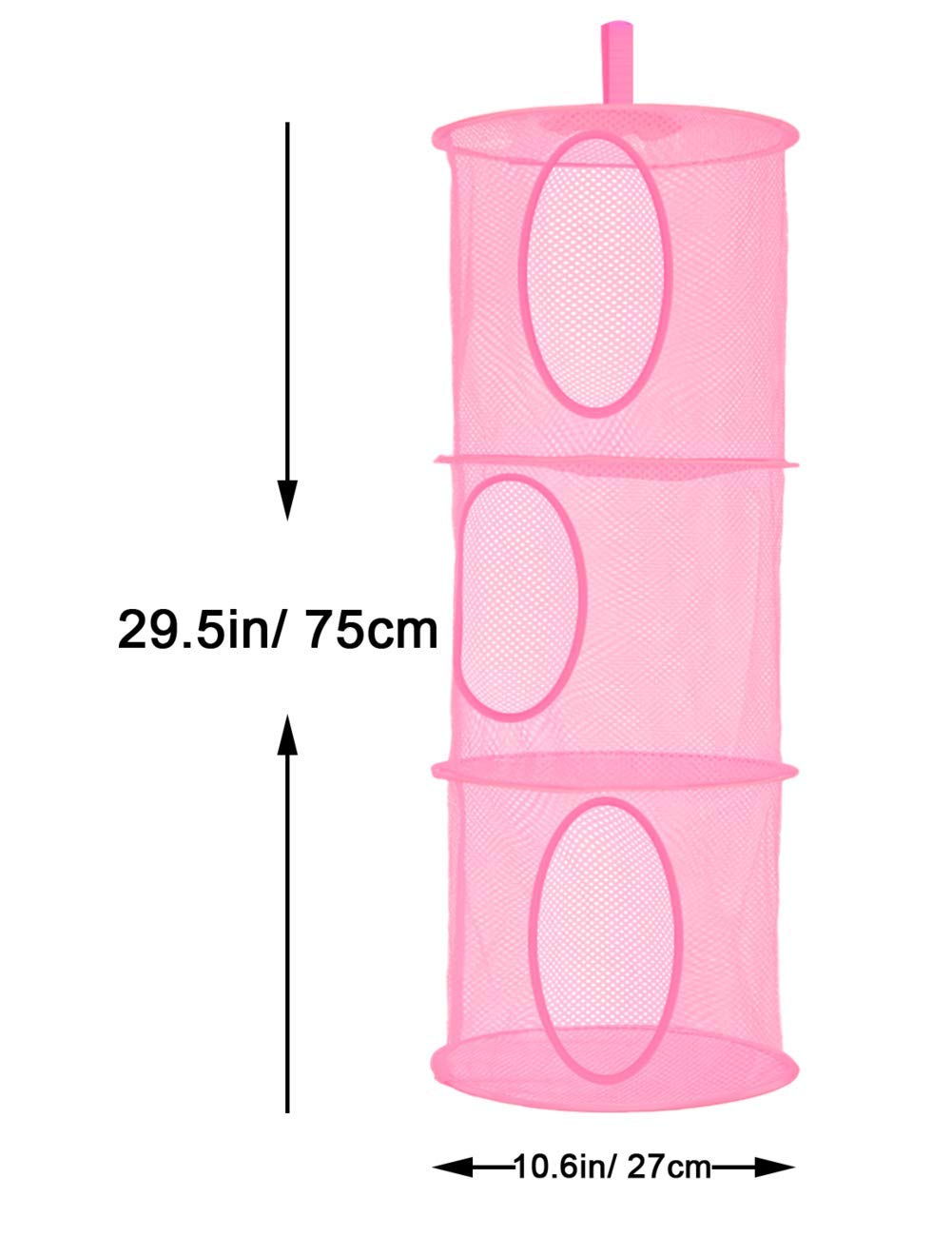 Libeder pink toy storage adds bright color to kids room.