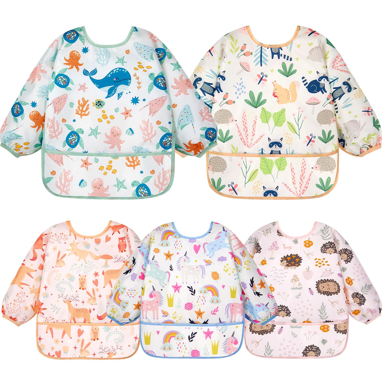 Lictin long sleeve bib orange elk with waterproof protection catching crumbs