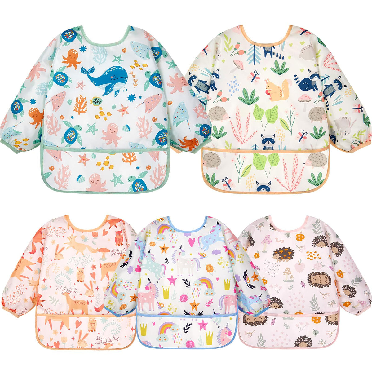 Lictin long sleeve bib orange elk with waterproof protection catching crumbs