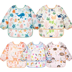 Lictin long sleeve bib orange elk with waterproof protection catching crumbs
