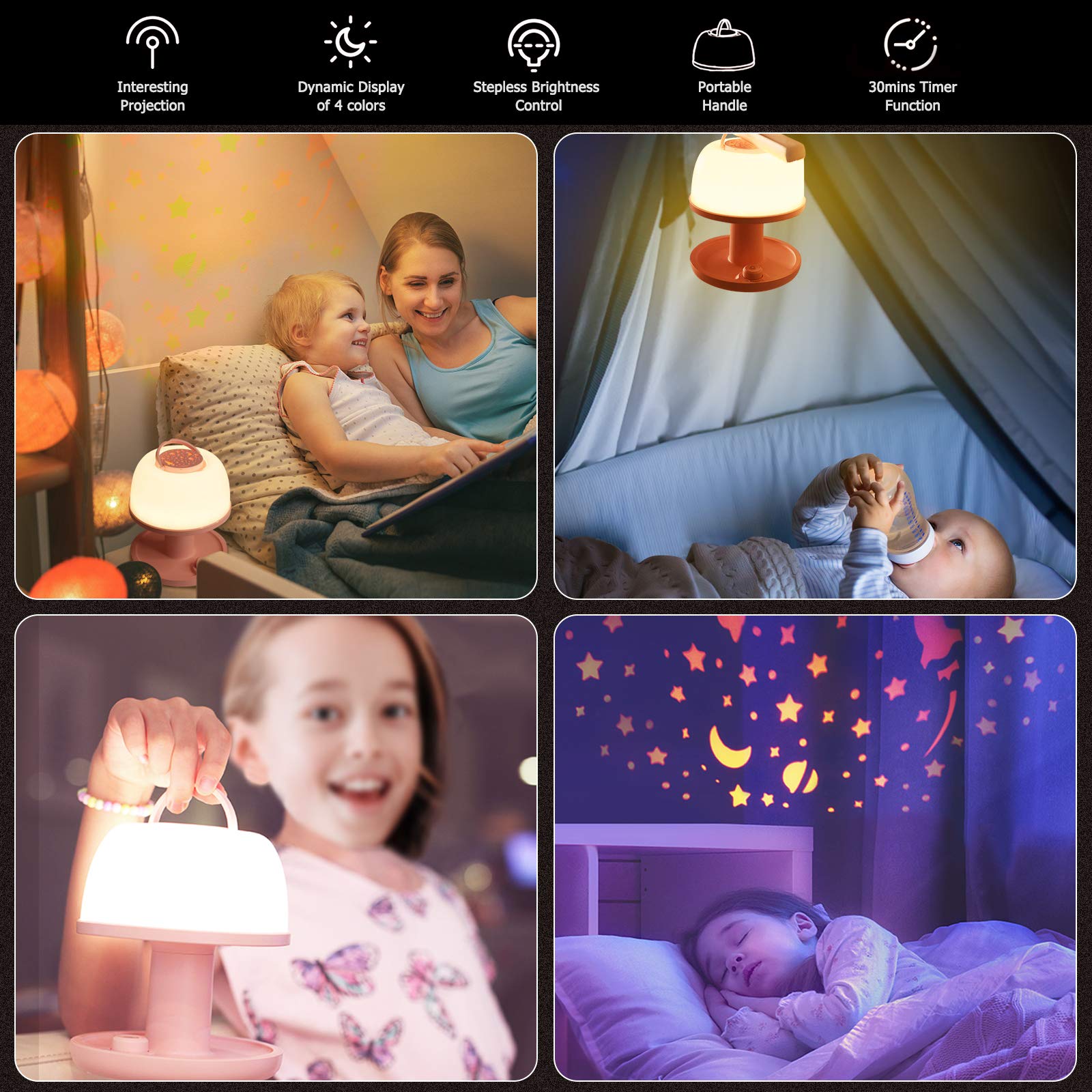 LICKLIP toddler night light star projector displays gentle stars for bedtime calm.