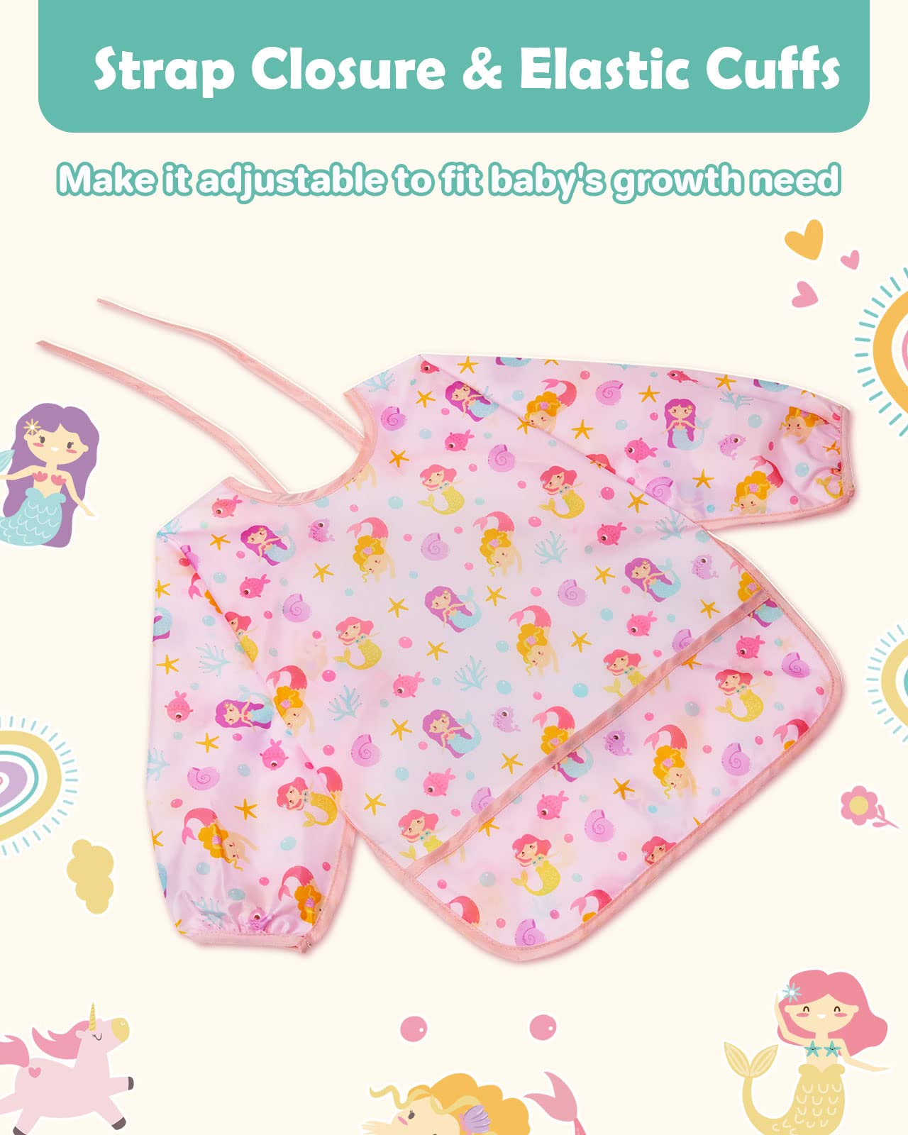 Lictin bibs wide catch-all pouch catches crumbs and drips.