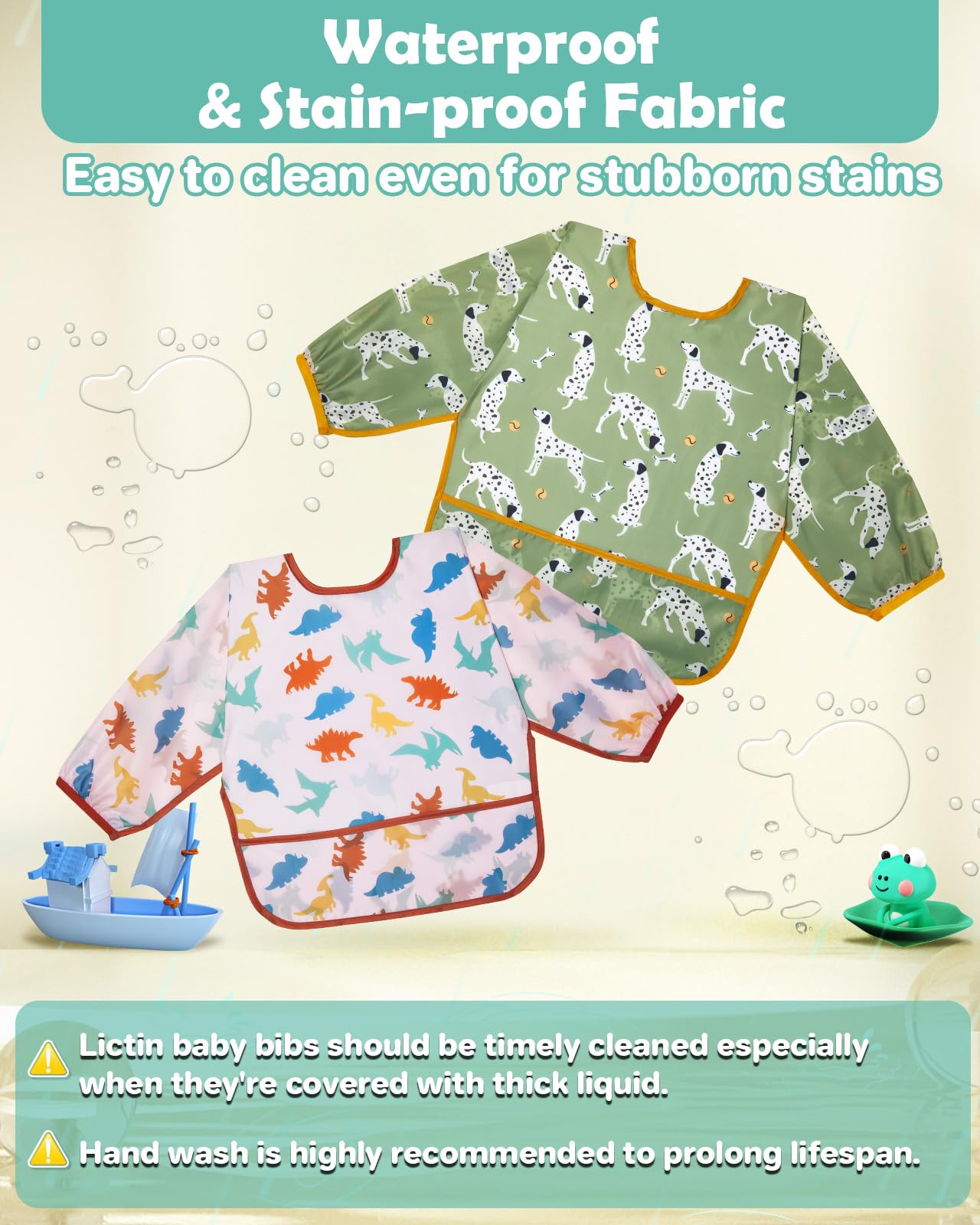 Lictin baby bib easy-clean surface simplifies after-meal cleanup.