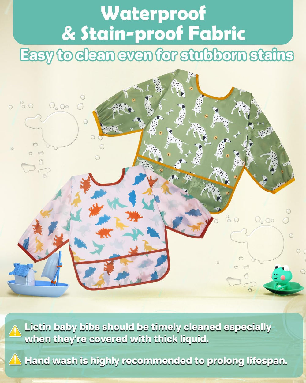 Lictin baby bib easy-clean surface simplifies after-meal cleanup.