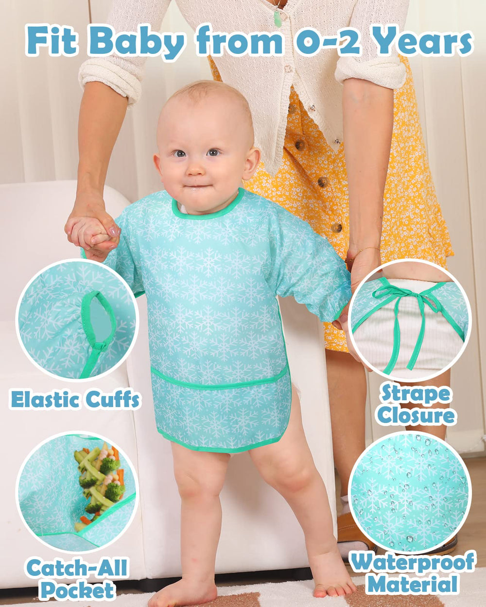 Lictin full-coverage sleeve bib shielding arms and outfit from spills