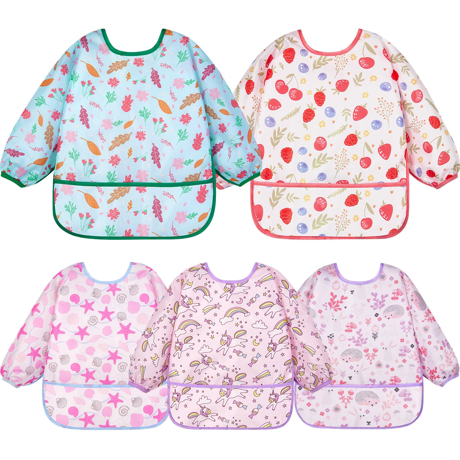 Lictin baby bibs long-sleeve front view reduces mess during feeding