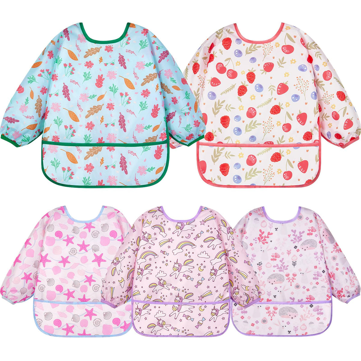 Lictin baby bibs long-sleeve front view reduces mess during feeding