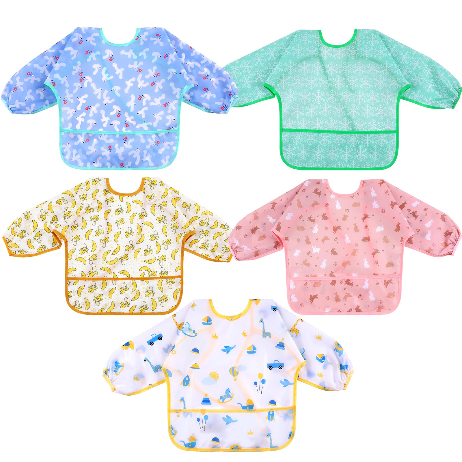 Lictin baby bibs with long sleeves offering waterproof protection during messy meals