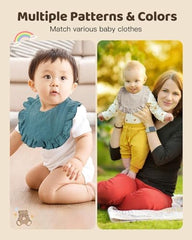 Lictin Baby Bibs on a baby worn with outfit show versatile drool and feeding coverage.