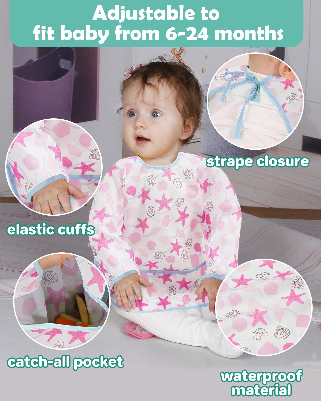 Lictin bib on child during mealtime showing full coverage