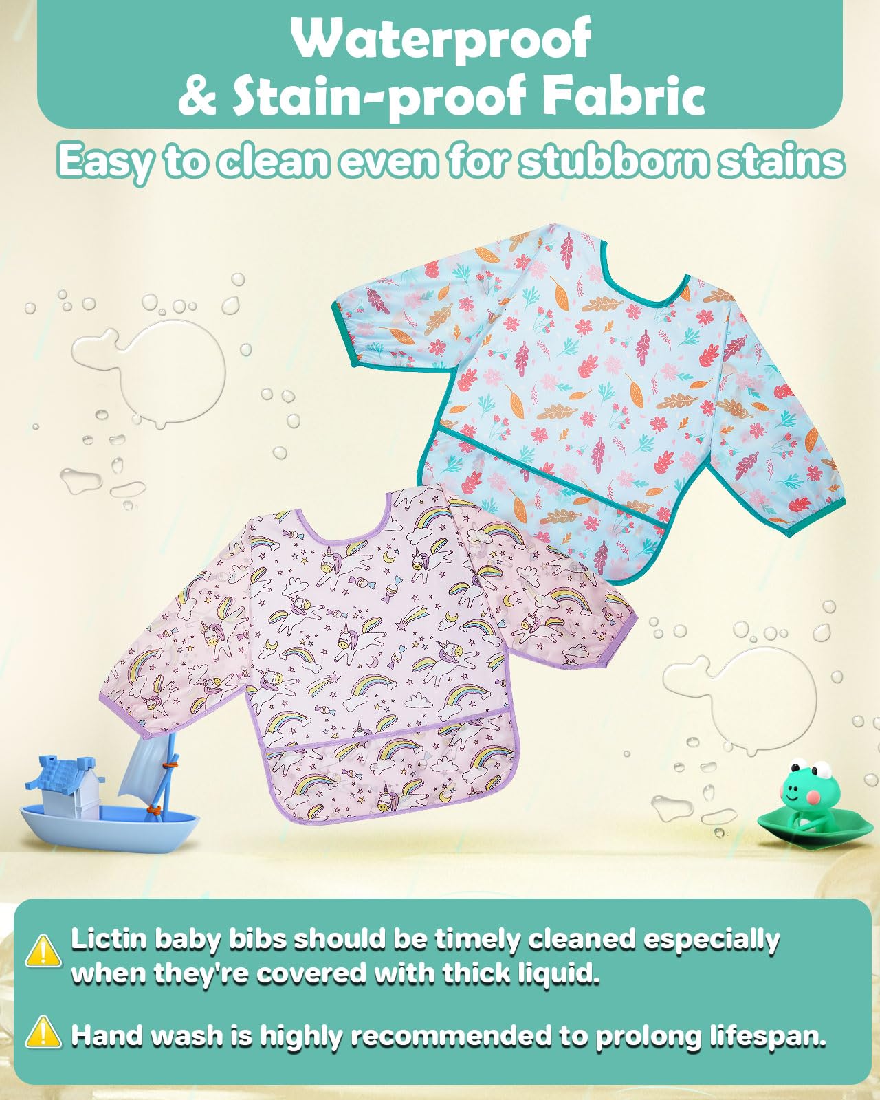 Pattern detail on Lictin bibs showing exclusive designs