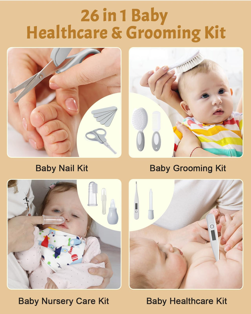 Lictin baby care kit baby brush and tweezers for delicate grooming and safety checks.