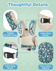 Lictin Baby Doll Carrier back view highlights padded straps for gentle shoulder support.