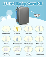 Lictin baby grooming kit contents—comprehensive 15-piece newborn care set.