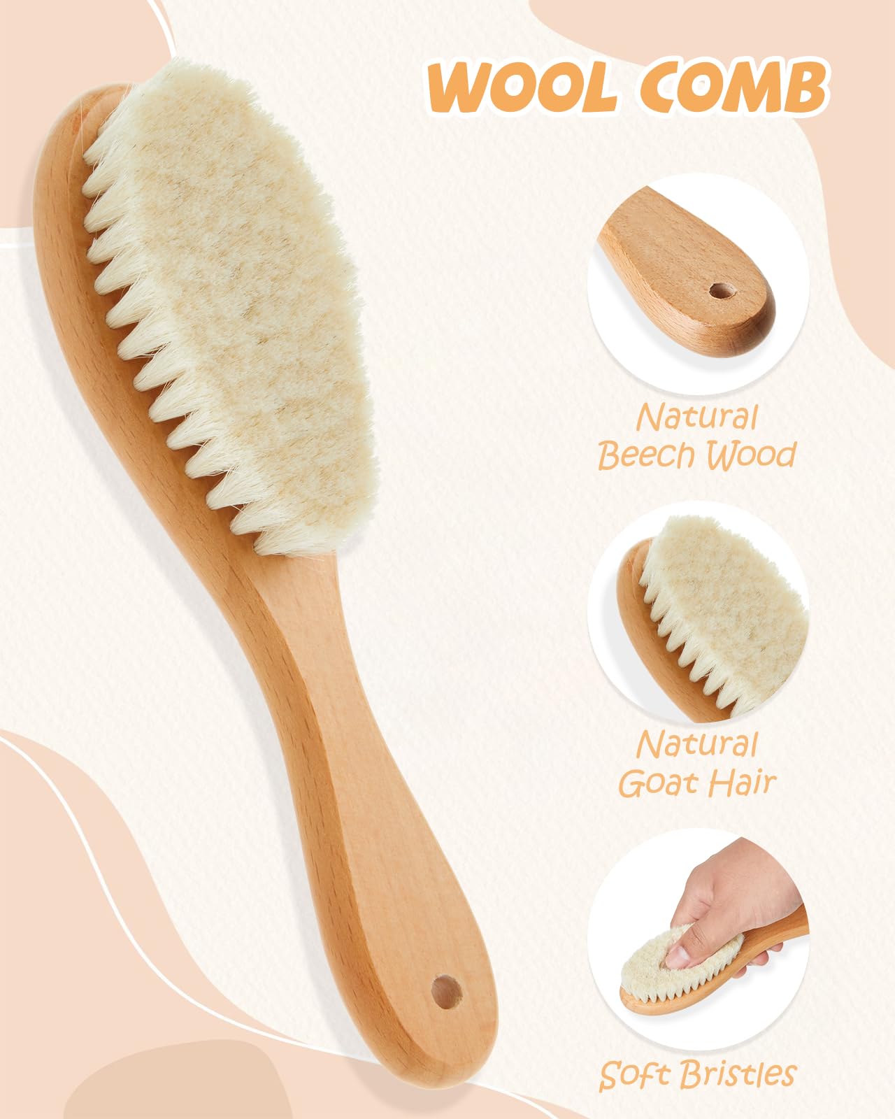 Lictin baby hair brush used on wet hair for shampoo prep.