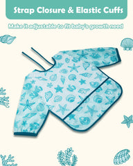 Lictin baby smock with elastic cuffs and adjustable neck.