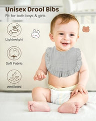 Lictin Bandana Bibs closeup highlights four-layer absorbent cotton for drool management.
