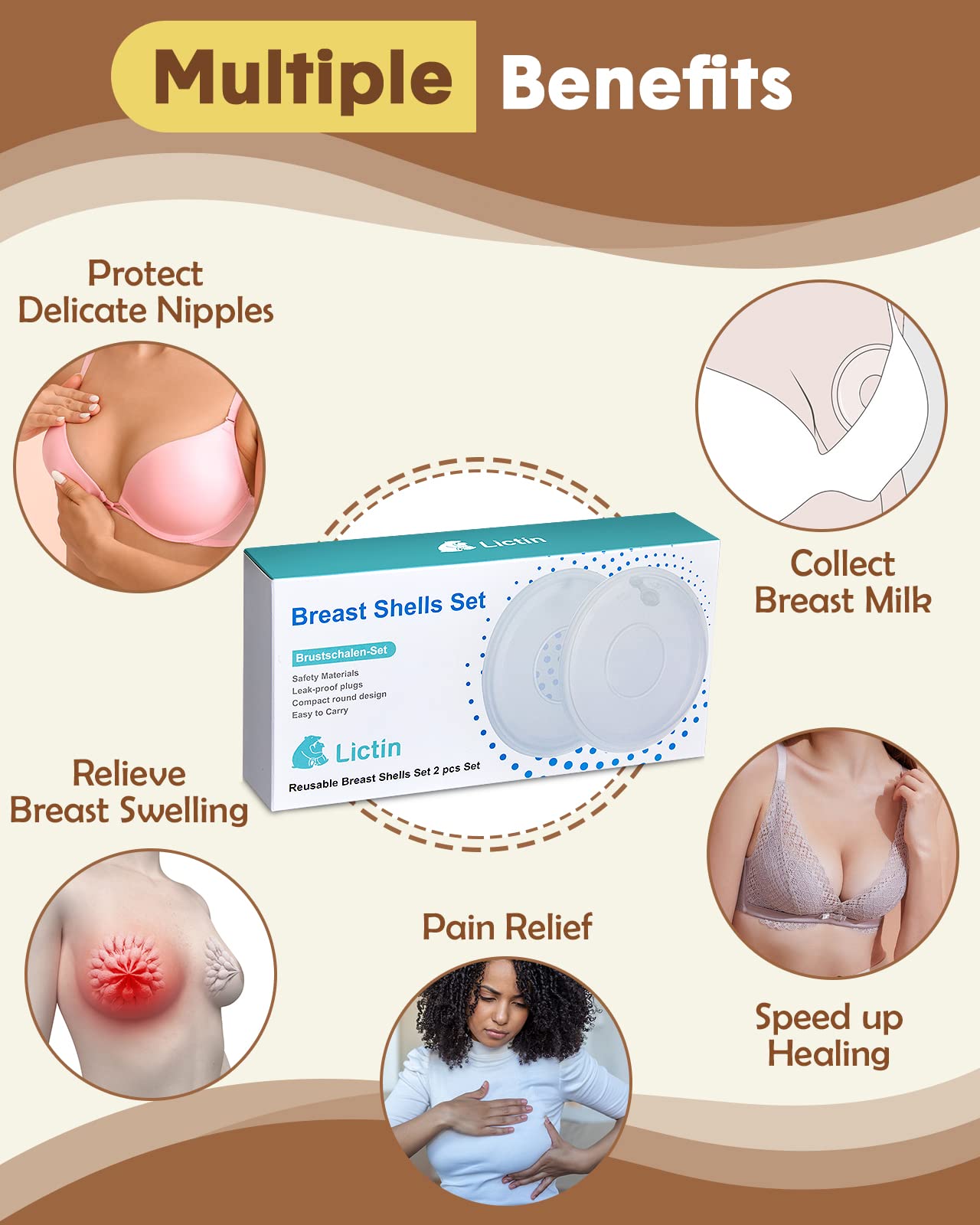 Lictin BPA-free silicone material ensures safe, comfortable wear.
