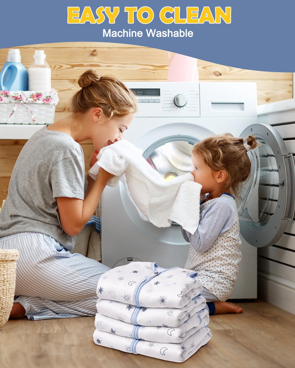 Lictin care-washable fabric for easy upkeep of baby sleep sack.