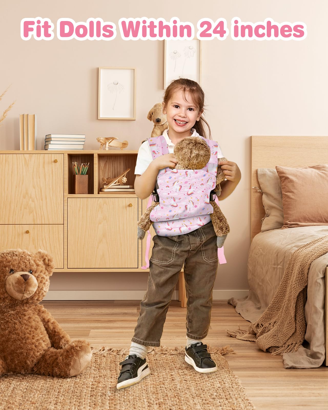 Lictin doll carrier padded shoulder straps provide gentle support for kids