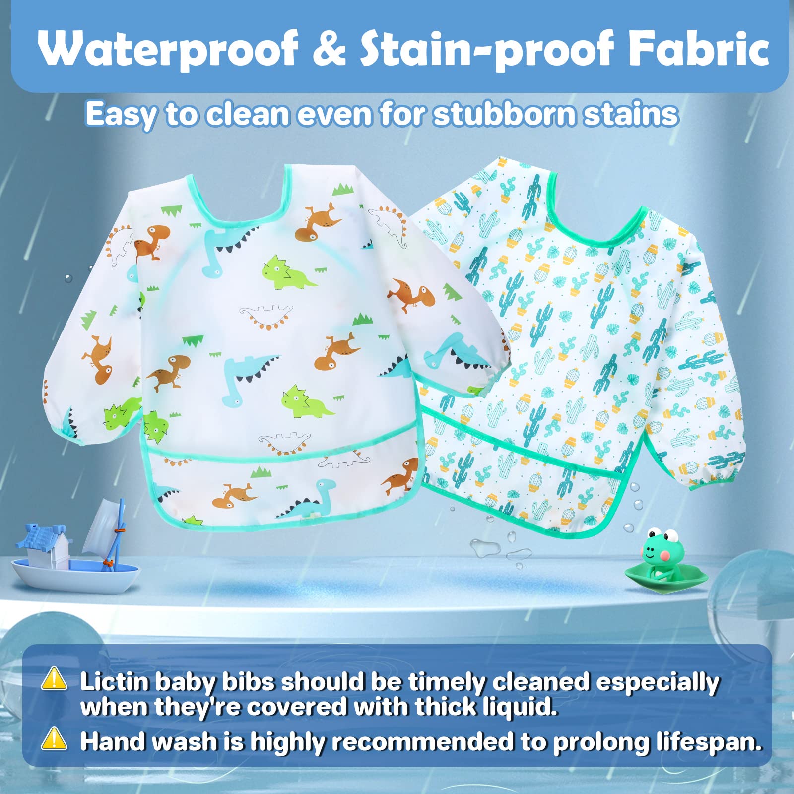 Lictin bibs smooth neckline for comfortable wear during meals.