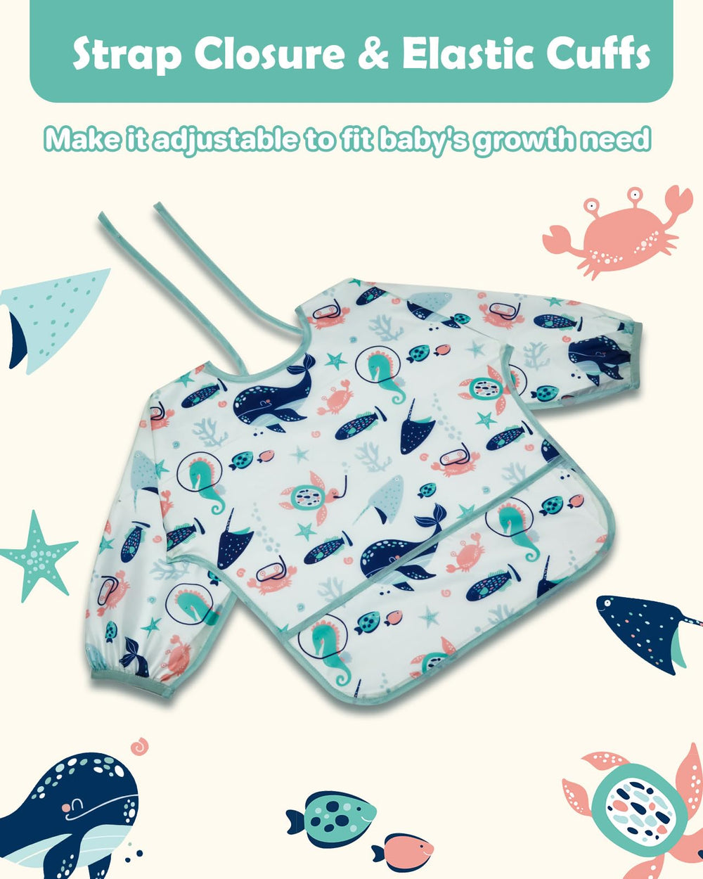 Lictin long sleeve bib pack shot shows convenient on-the-go packing.
