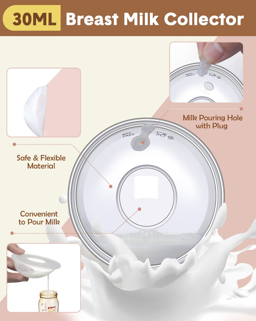 Lictin milk catcher in use captures leaking milk discreetly at work.