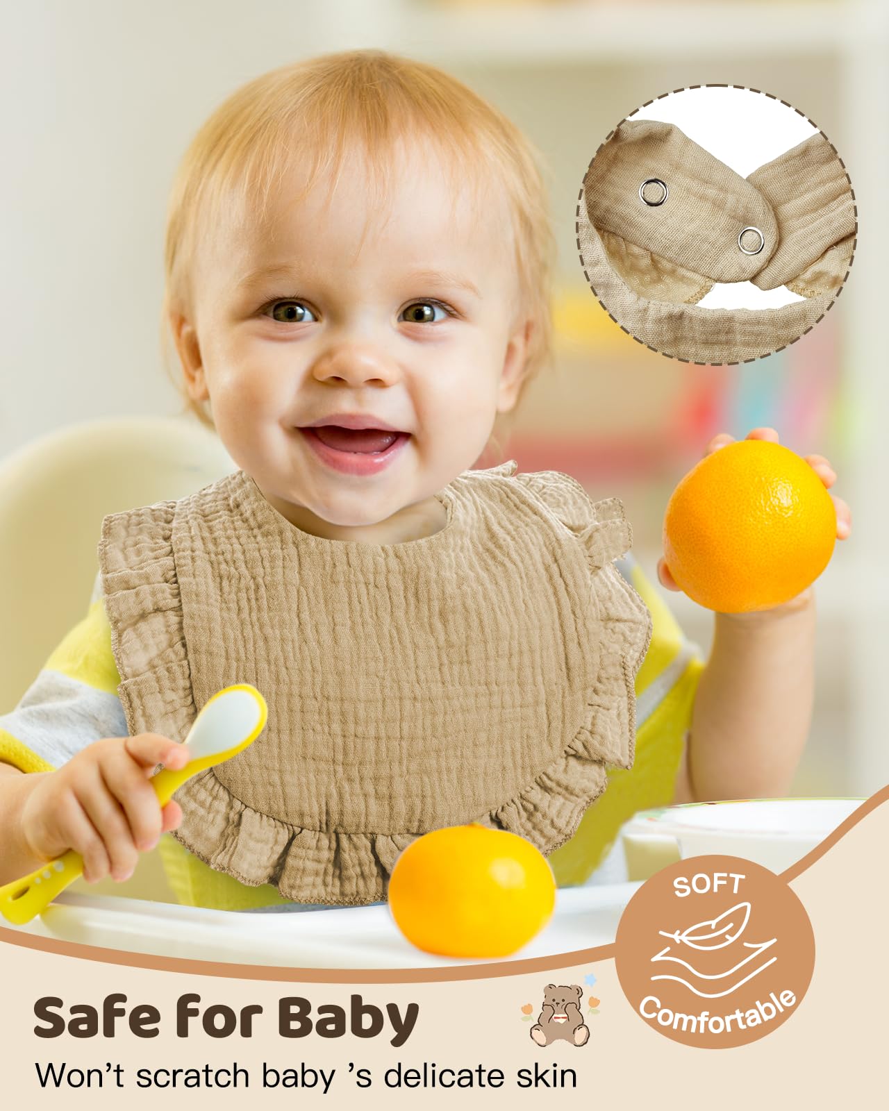 Lictin muslin bibs absorbent 4-layer cotton for reliable drool management.