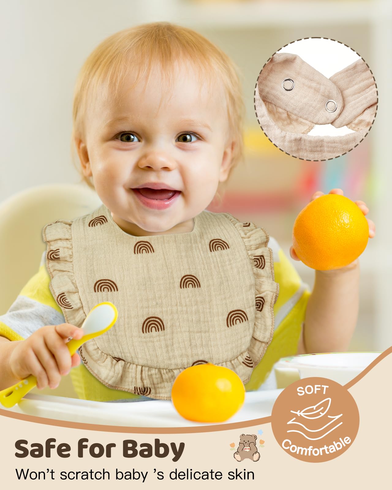 Lictin muslin bibs absorbent layer highlights softness and practicality.
