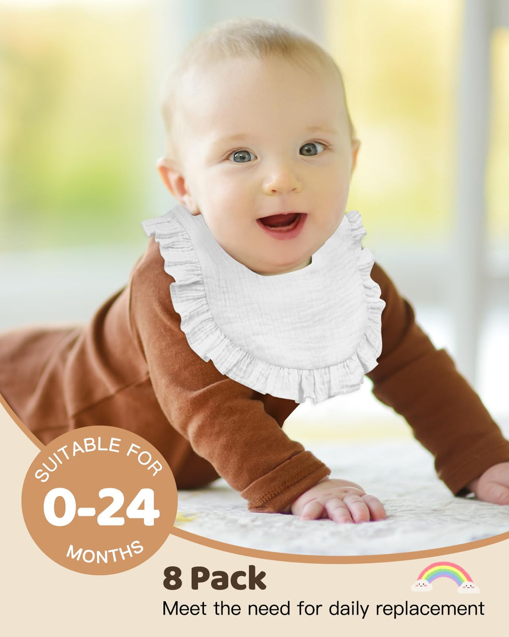 Lictin muslin bib four-layer absorbent fabric keeps baby dry.