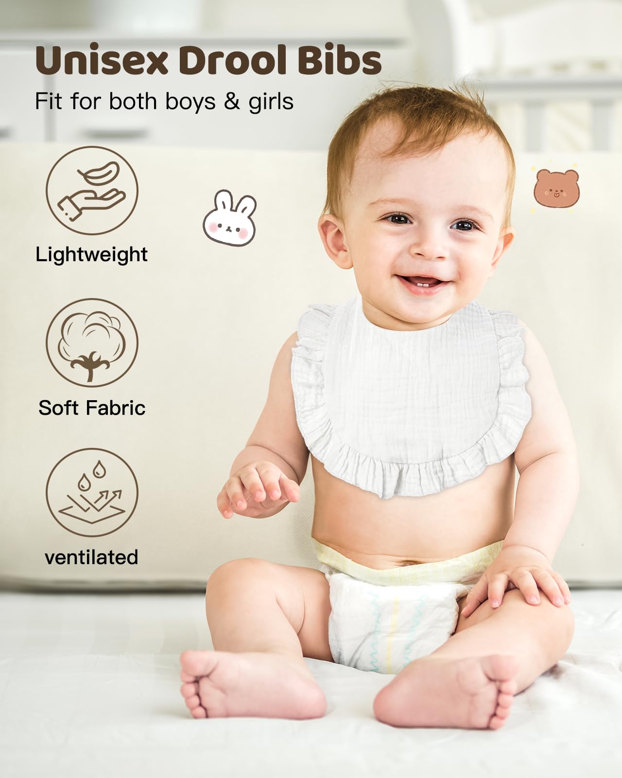 Lictin muslin bib used as a burp cloth after feeding.