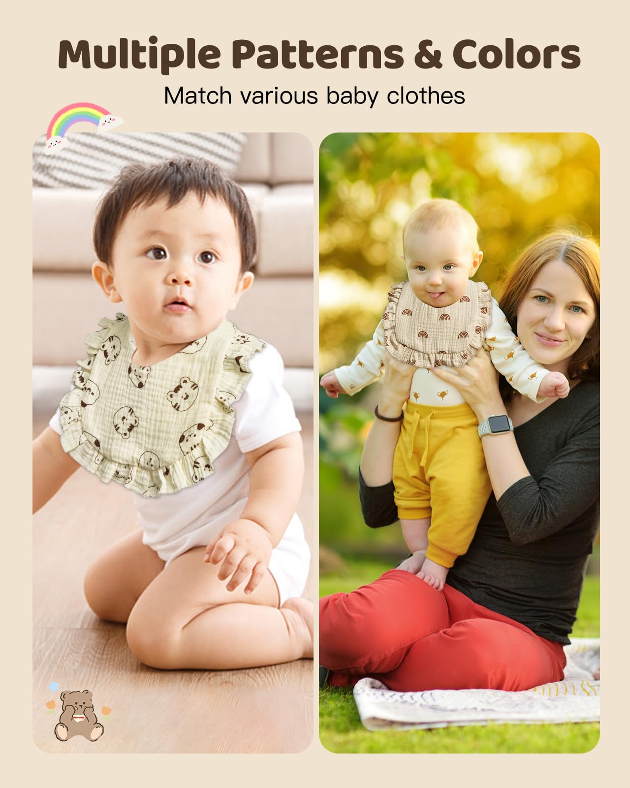 Lictin muslin bibs machine-washable display easy care.