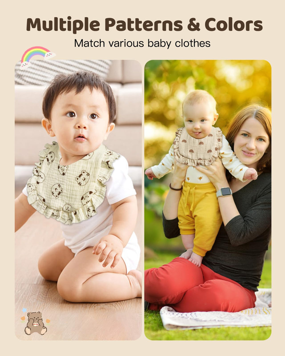 Lictin muslin bibs machine-washable display easy care.
