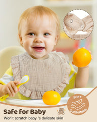Lictin Muslin Bibs soft 4-layer muslin closeup highlights breathable, skin-friendly cotton.
