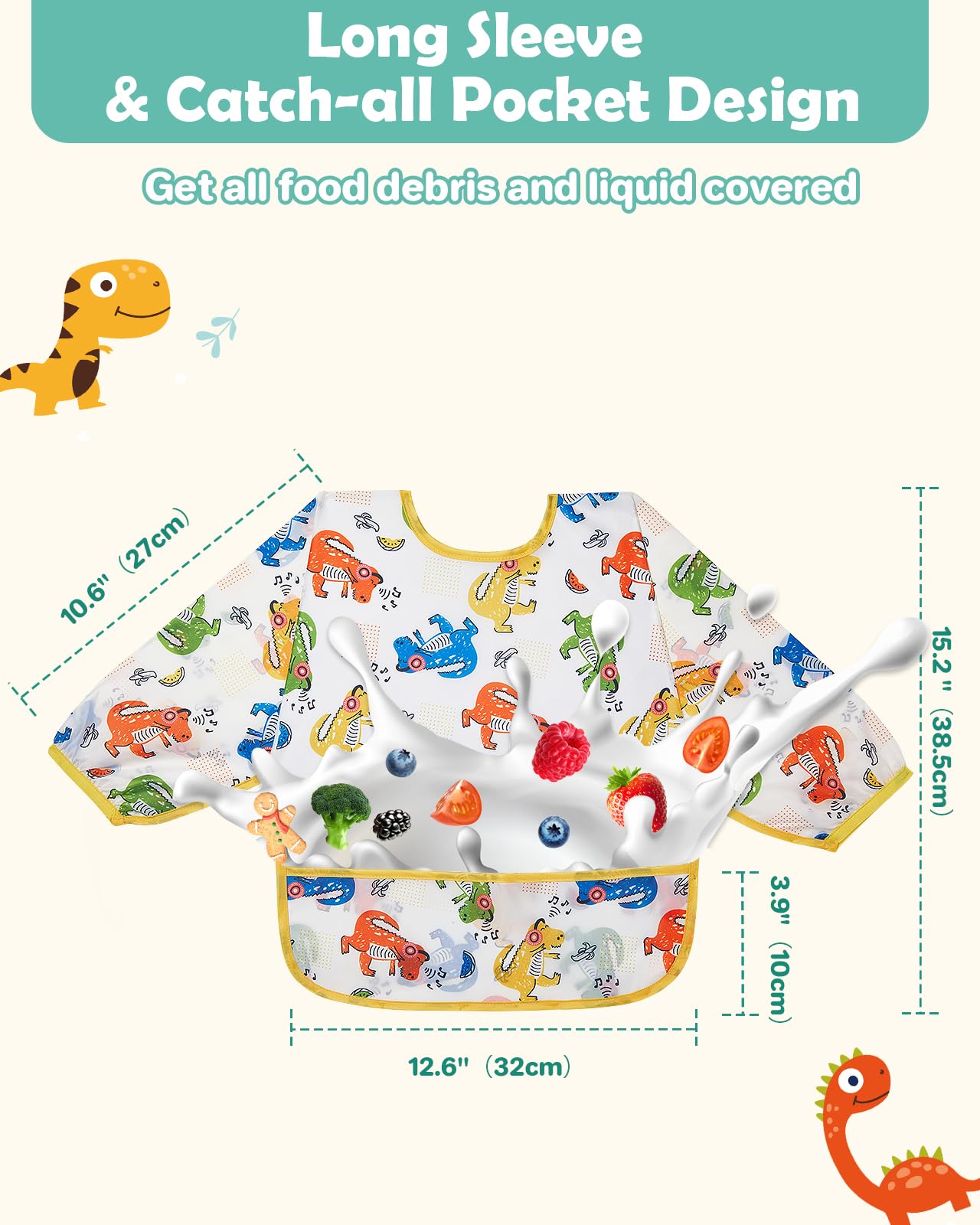 Lictin spill-proof bib protects clothes during meals.