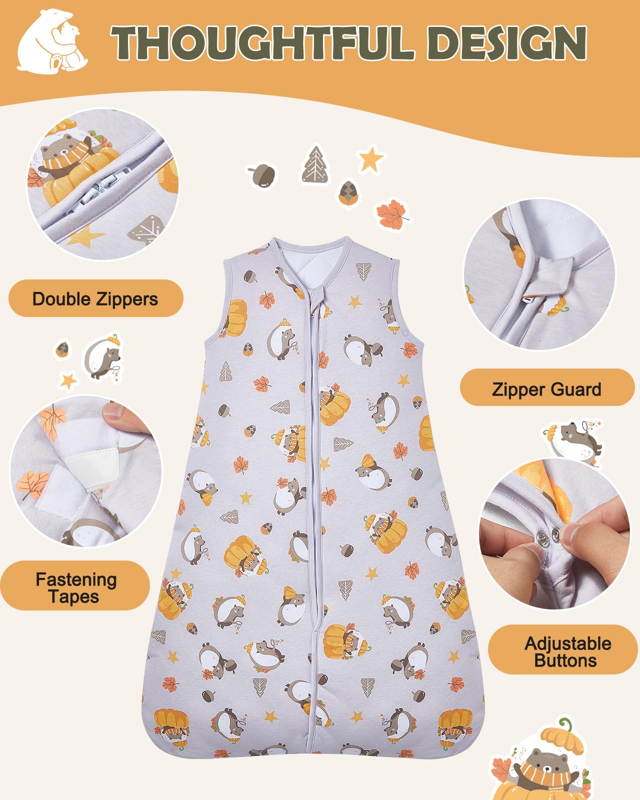 Lictin wearable blanket with adjustable length grows with your child.
