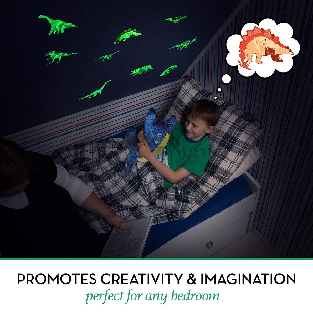 Liderstar glow-in-the-dark dinosaur stickers create calming bedtime ambiance