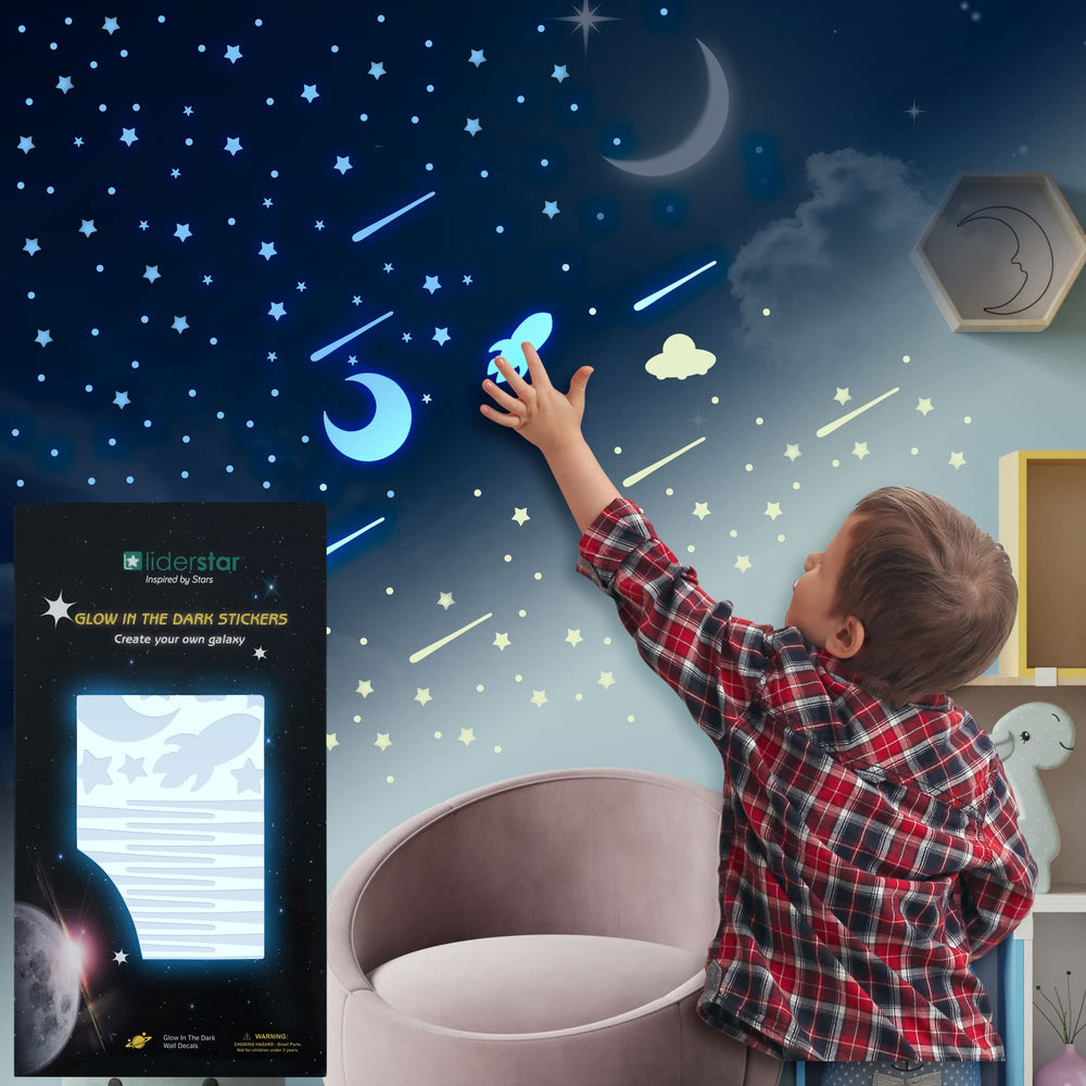 Liderstar galaxy universe wall decal creates immersive night-sky vibes.