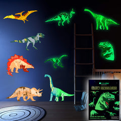 Liderstar glow dinosaur wall decal on bedroom ceiling for night glow
