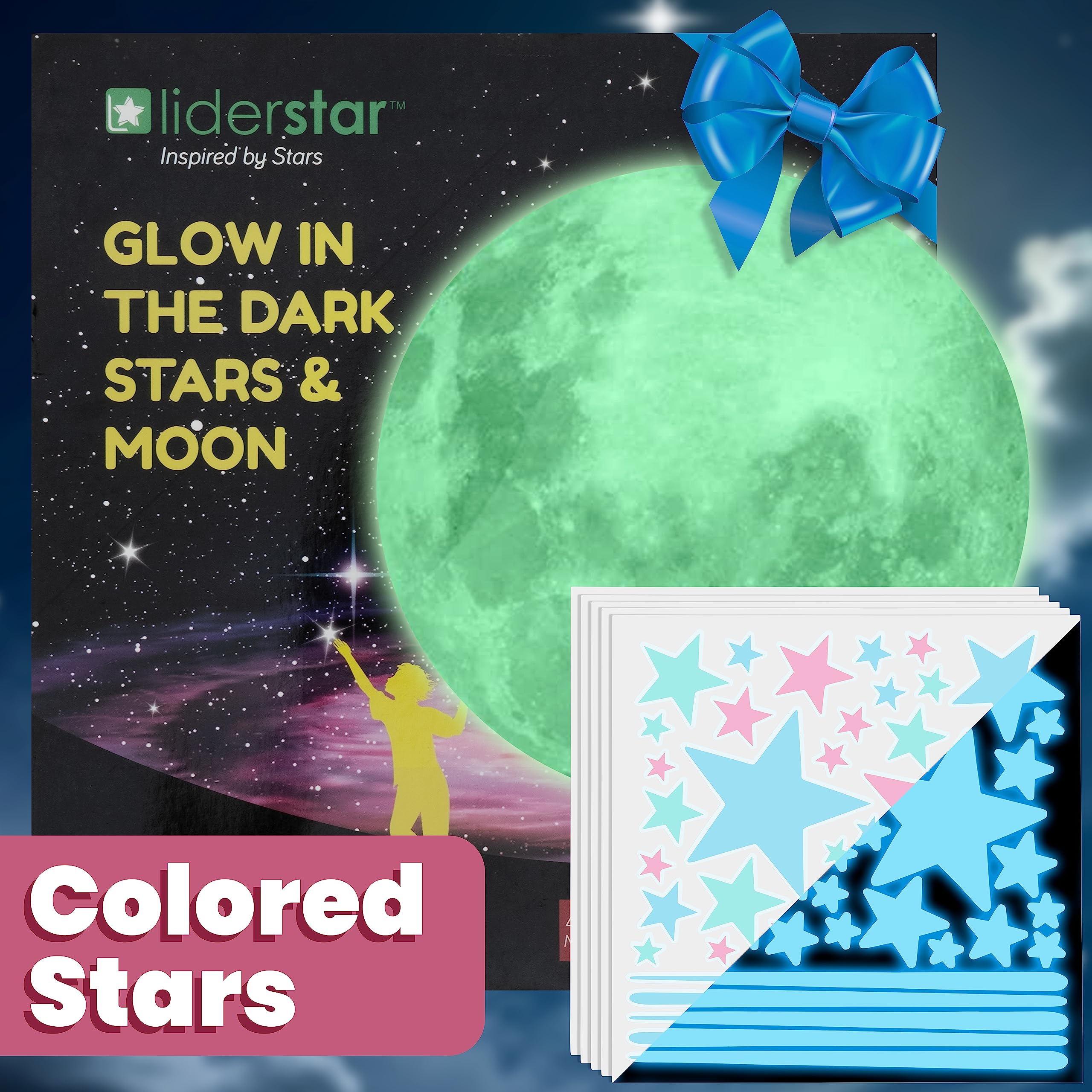 Liderstar glow-stars-wall-decal adds starry décor that shines in darkness for a magical room
