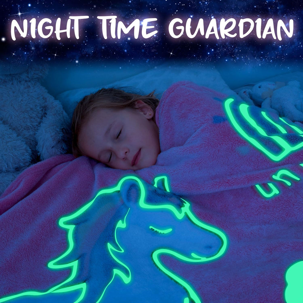 Liderstar kids bedroom unicorn blanket draped on bed for cute decor.