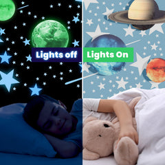 LiderStar luminous-planets-stars-night-sky blue glow encourages quiet time and imagination.