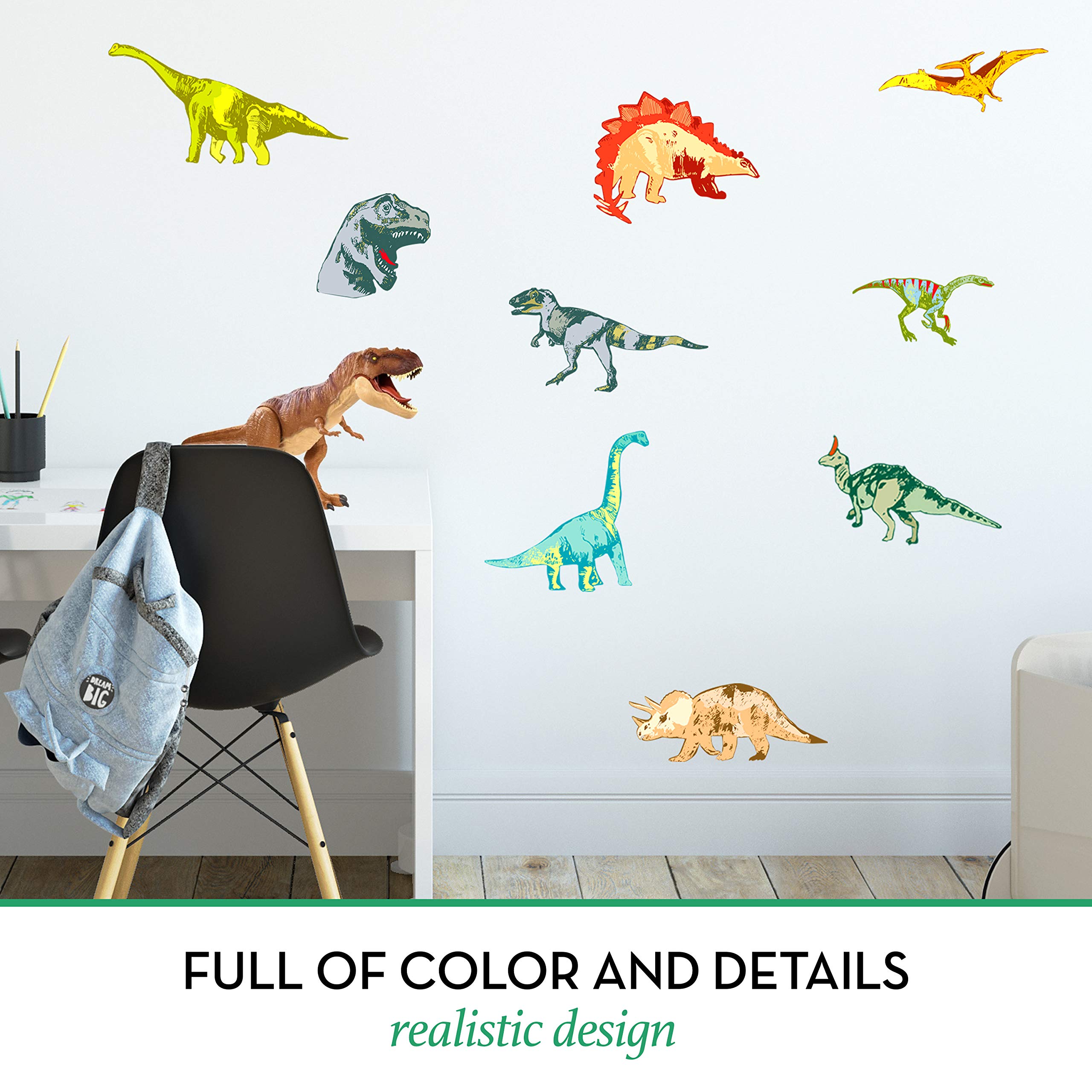 Liderstar waterproof dinosaur decals stick to walls, ceilings and more