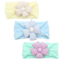 LIDHAY 3pcs beige flower headbands gentle elastic for newborn styling