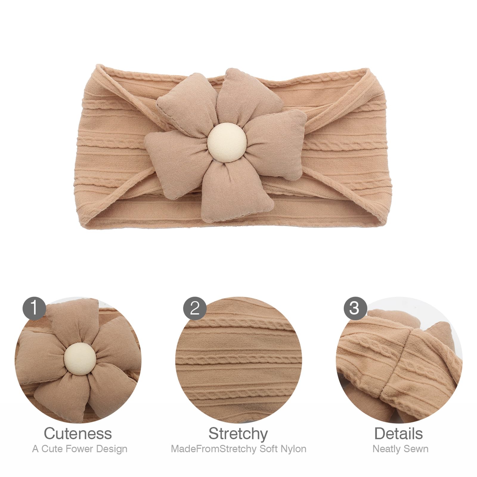 LIDHAY Dark Coffee flower headband with vibrant color for long-lasting wear