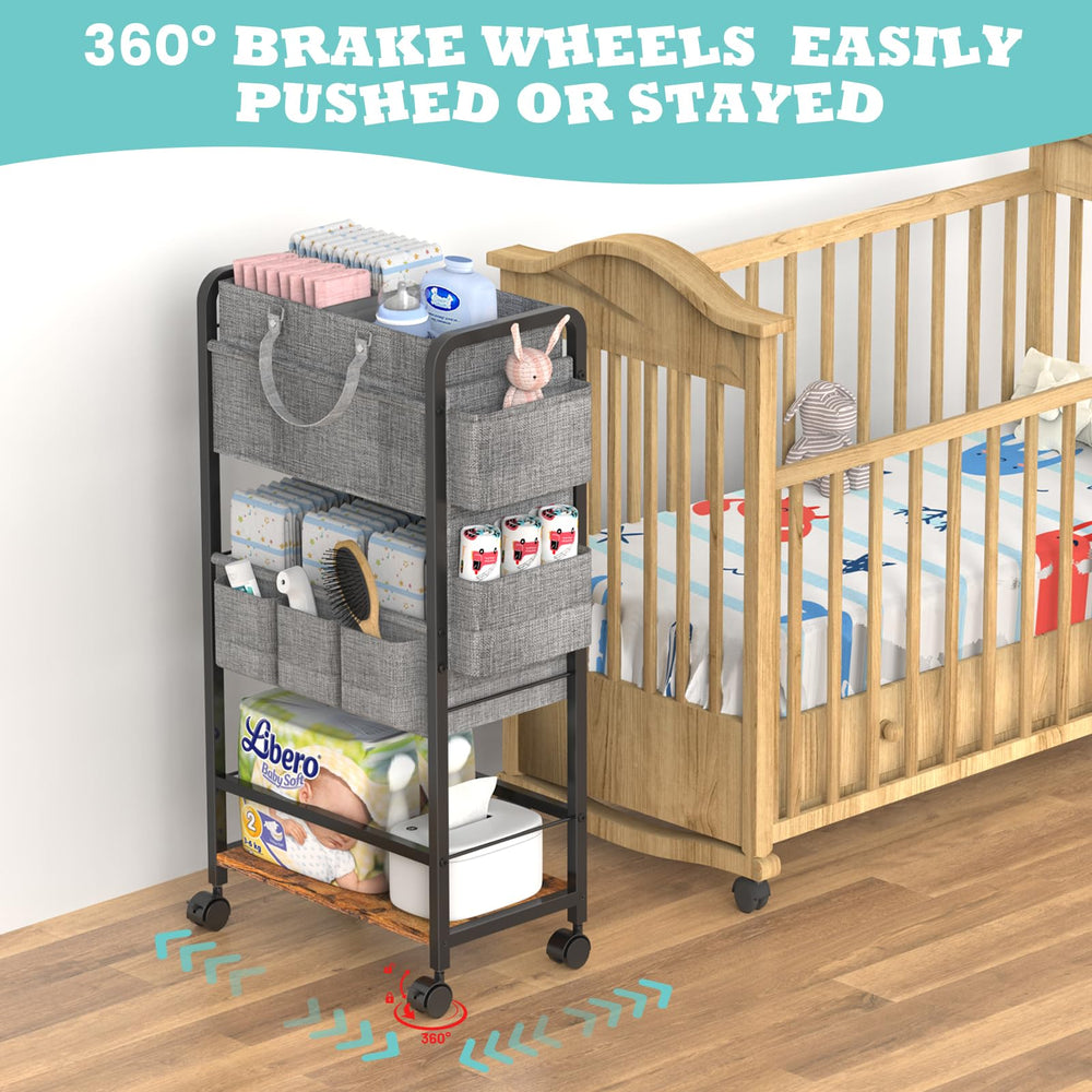 LIDTOP 2In1 diaper cart versatile storage for toiletries and snacks