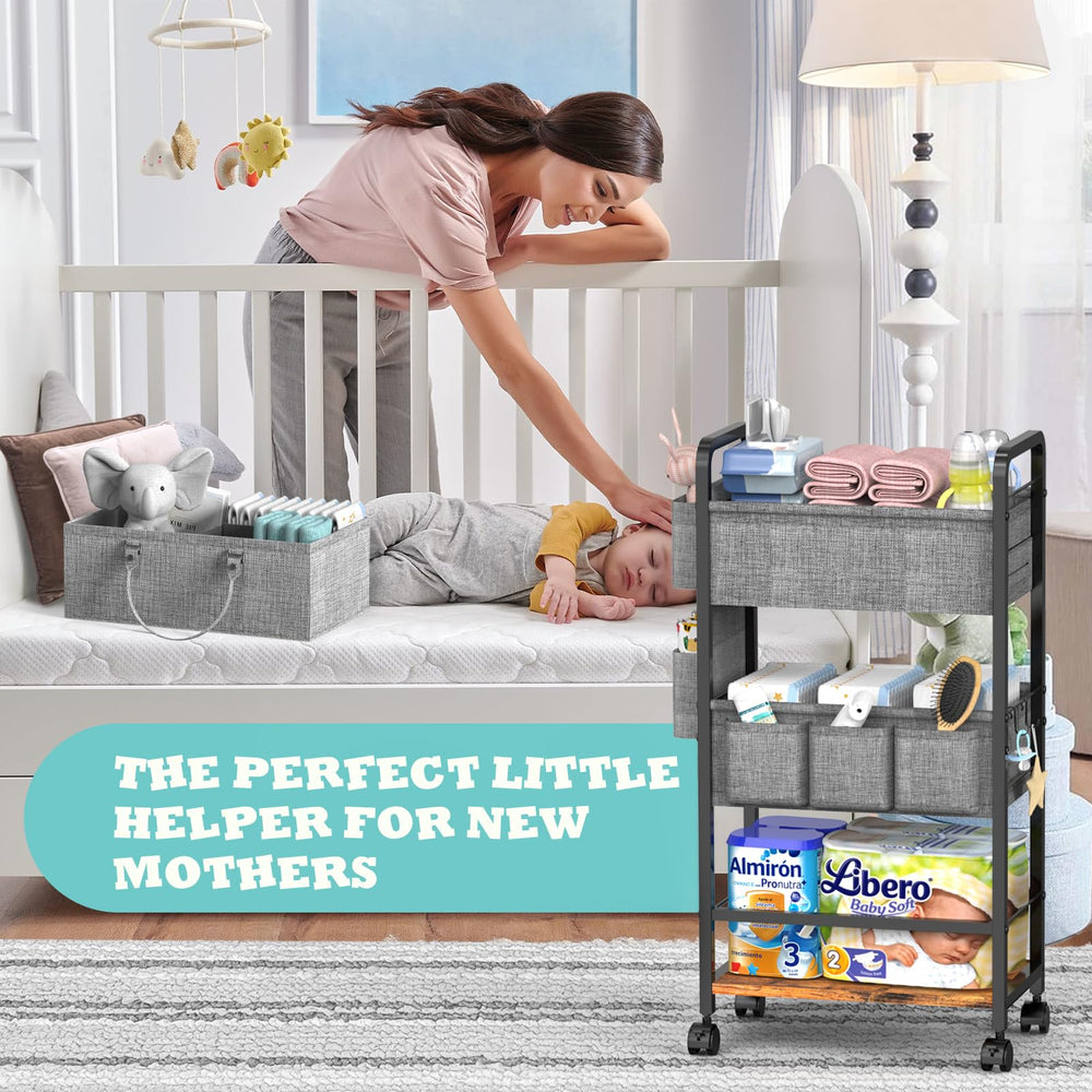 LIDTOP 2In1 diaper cart top basket with detachable handles for portability