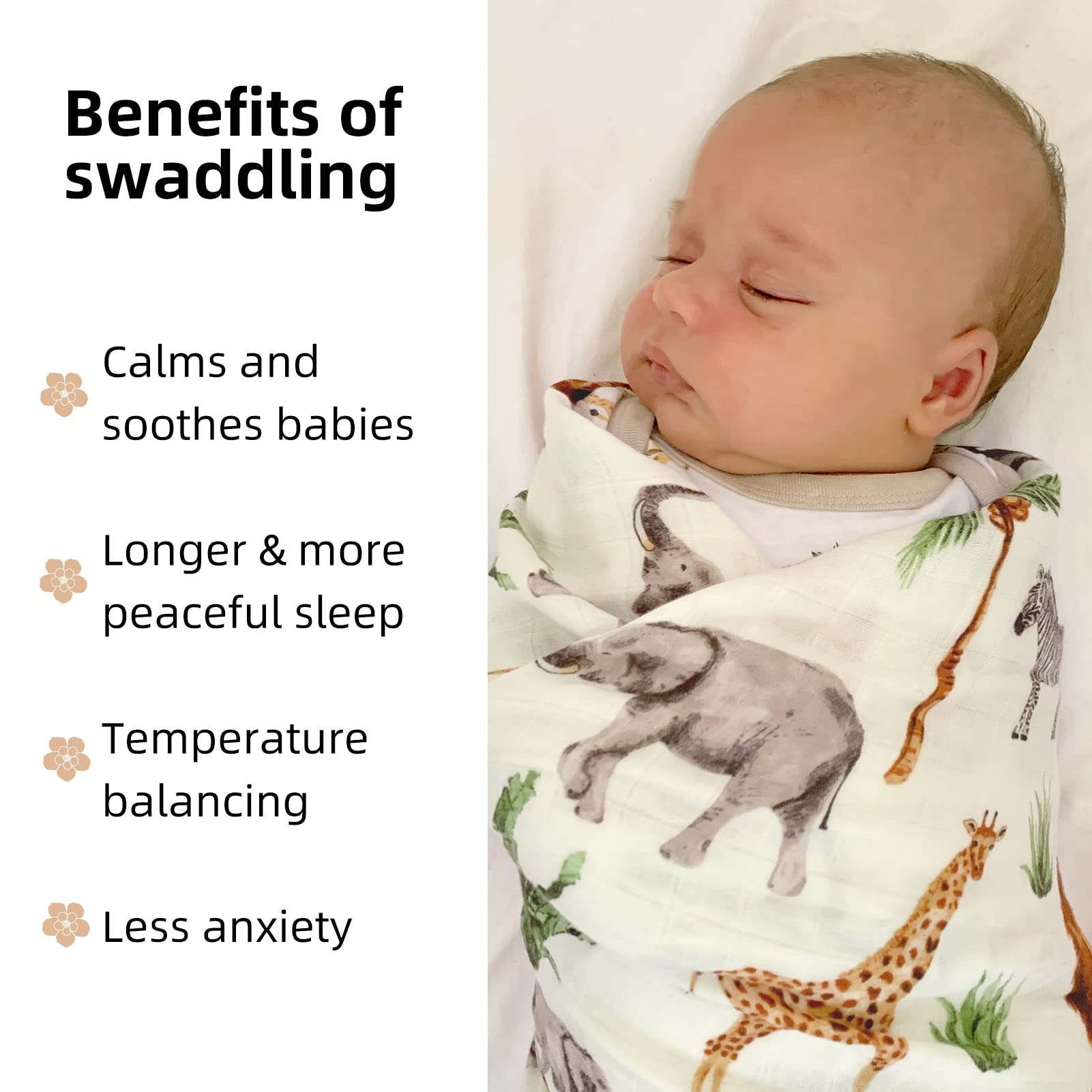 LifeTree safari print swaddle with bright colors for baby photos.